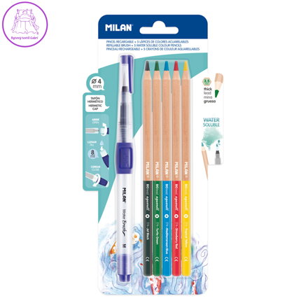 Pastelky MILAN šestihranné/akvarelové 5 ks s vodním štětcem