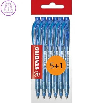 Kuličkové pero STABILO Liner 308 modré, sada 6 ks ECO-Pack (5+1)