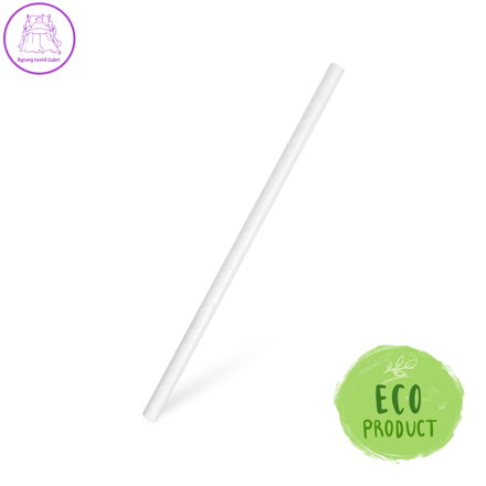 Slámky papírové JUMBO bílé 20 cm, 20 ks