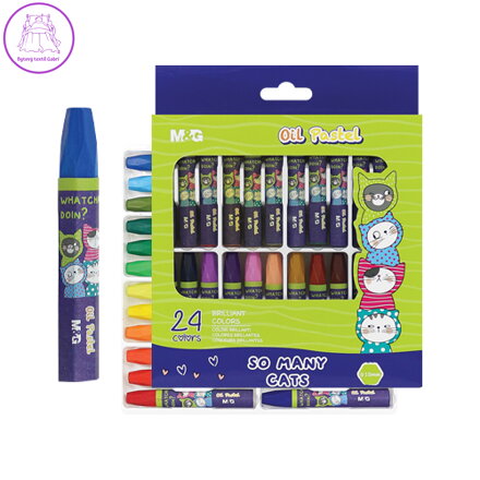 Olejové pastelky M&G šestihranné So Many Cats, sada 24 ks
