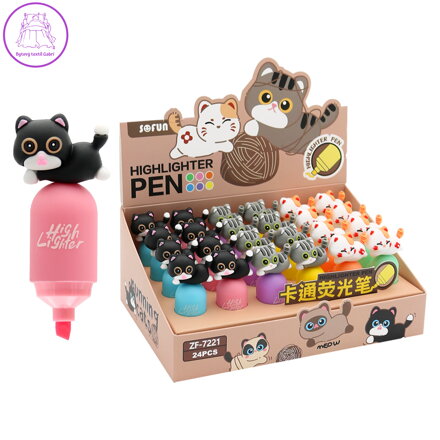 Zvýrazňovač JUNIOR Running Cats (mix 6 barev /cena 1ks)