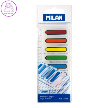 Záložka lepící MILAN PVC šipka 45 x 12 mm, 120 ks