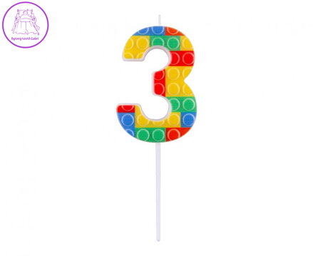 Dortová svíčka - číslo "3" Bloky 10,5 cm
