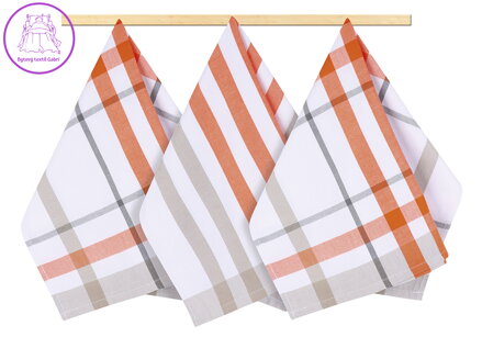 Kuchyňská utěrka 50x70cm káro oranžové