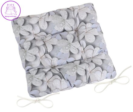 Sedák prošívaný 40x40 cm šedý květ