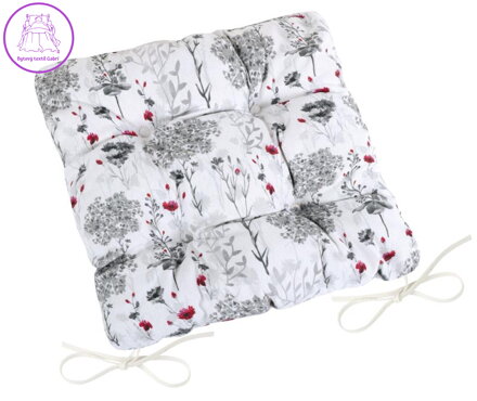 Sedák prošívaný 40x40 cm větvičky šedé