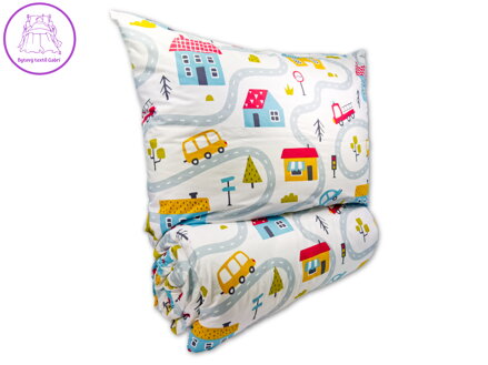 Krepové dětské povlečení 140x200, 70x90cm Městečko