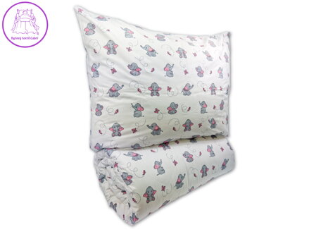 Bavlněné dětské povlečení 140x200, 70x90cm Slůně šedé