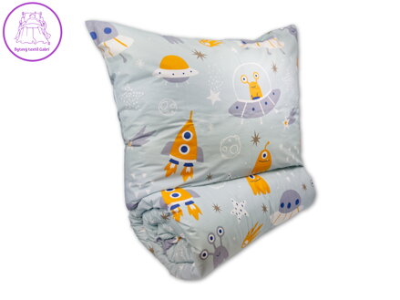 Krepové dětské povlečení 140x200, 70x90cm Vesmírné UFO