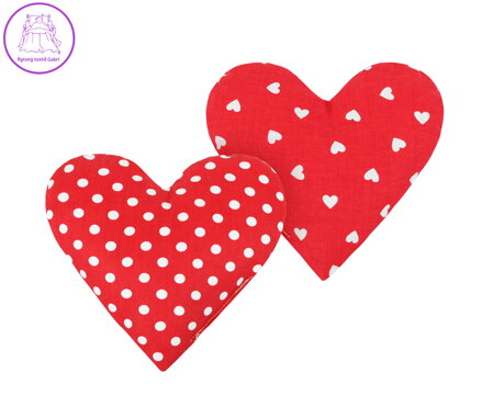 Polštářek srdíčko SADA 2ks puntík a srdíčka červená