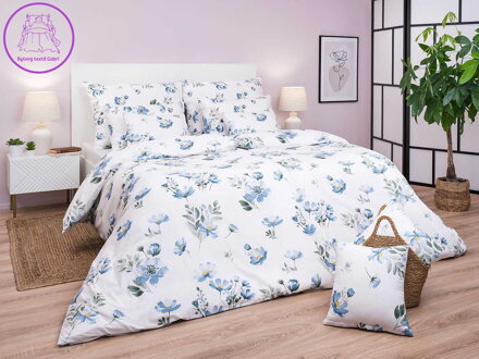 Povlečení bavlna Sasanka modrá 140x200, 70x90 cm II.jakost