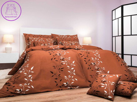 Povlečení krep Mandevila hnědá 140x200, 70x90 cm II.jakost