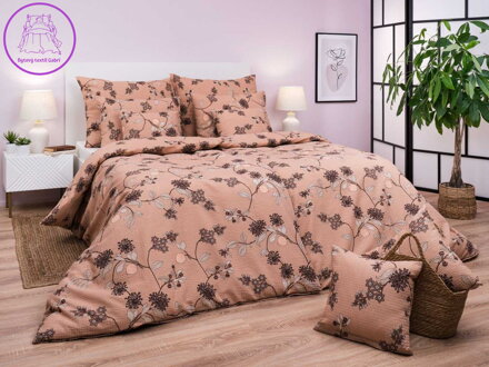 Povlečení krep Klaudie světle hnědá 140x200, 70x90 cm II.jakost