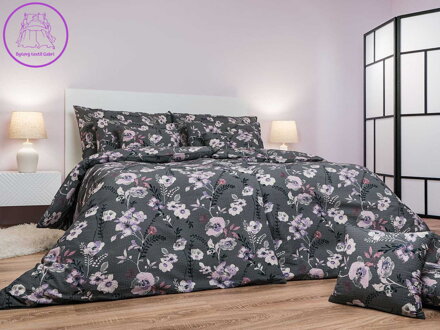 Povlečení krep Kvítí na šedém 140x200, 70x90 cm II.jakost
