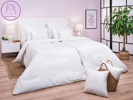 Dadka Povlečení atlas grádl bílé proužek 0,8 cm 140x220, 70x90 cm