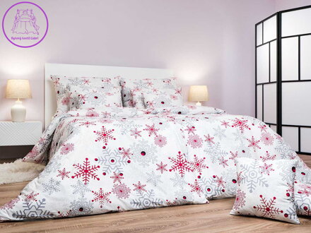 Dadka Povlečení krep Vločky šedé 140x220, 70x90 cm