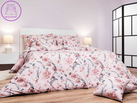 Dadka Povlečení krep Kvítí na pudrovém 200x200, 2x70x90 cm