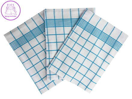 Svitap Utěrka Negativ Egyptská bavlna 50x70 cm bílá/tyrkys 3 ks