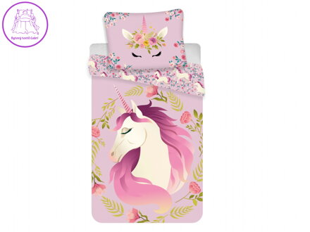Jerry Fabrics Povlečení fototisk Jednorožec flowers 140x200, 70x90 cm