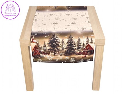 Vánoční ubrus Zasněžená krajina CYH6019R 40x140 cm
