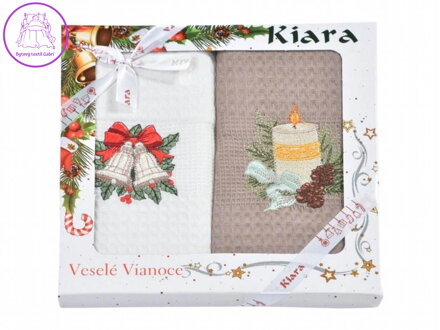 Vánoční dárková sada utěrek 50x70 Zvonečky a svíčka 2 ks