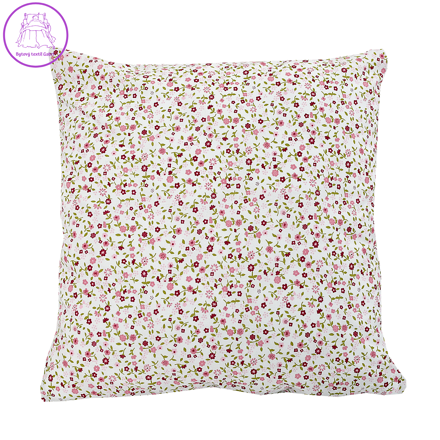 Povlak na polštář bavlněný Stanex kvítek-pruh červený (LS195), 40 x 40 cm, Knoflíkové