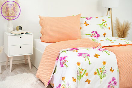 Povlak na polštář bavlněný Stanex jaro oranžové (LS245), 40 x 40 cm, Knoflíkové