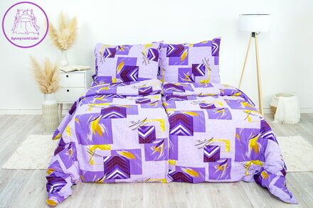 Ložní povlečení krepové Stanex malba fialová (LS18), 140 x 220 + 90 x 70, Knoflíkové