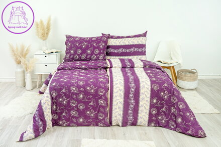 Ložní povlečení bavlněné Stanex purple (LS199), 140 x 200 + 90 x 70, Knoflíkové