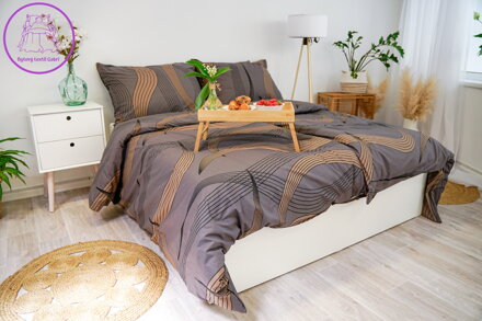 Ložní povlečení bavlněné Stanex gold ribbon (LS385), 140 x 200 + 90 x 70, Knoflíkové