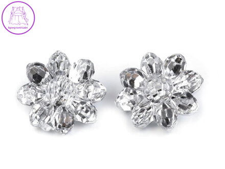 Knoflík / ozdoba svatebních šatů broušený květ