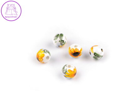 Porcelánové korálky s květy Ø8 mm