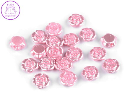 Plastové voskové korálky / perly růžičky s průvlekem Ø13 mm