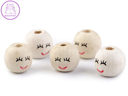 Dřevěné korálky s obličejem Ø18 mm