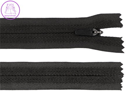 Spirálový zip skrytý No 3 délka 25 cm na outdoorové oděvy a doplňky, semi-autolock