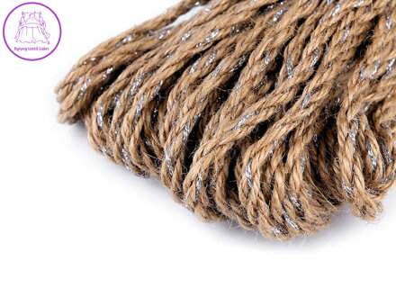 Jutová šňůra s lurexem Ø5 mm splétaná, vánoční