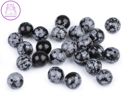 Minerální korálky Obsidián vločkový Ø8 mm