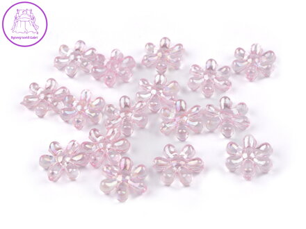 Plastové korálky s AB efektem květ Ø17 mm