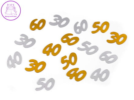 Konfety čísla 30; 40; 50; 60 - na párty, narozeninové oslavy