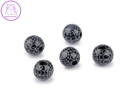 Dřevěné korálky pavučina Halloween Ø16 mm