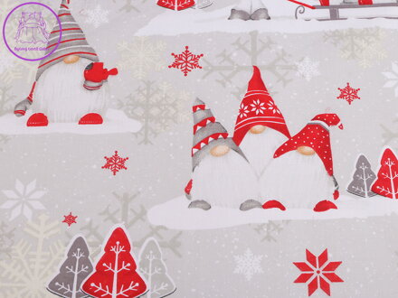 Vánoční bavlněná látka skřítek