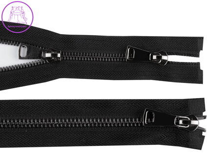 Zip kovový 5 mm dělitelný 2 jezdce / dvoucestný 50 cm