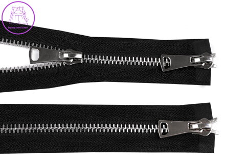 Zip kovový 5 mm dělitelný 2 jezdce / dvoucestný 60 cm