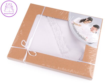 Svatební bryndák saténový,  lemovaný krajkou - k dotvoření