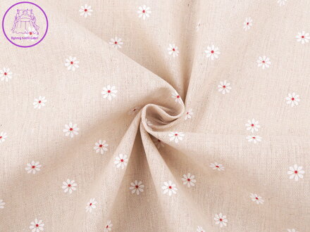 Bavlněná metráž / imitace lnu hrubší květy