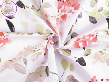 Bavlněná látka / plátno listy / rostliny