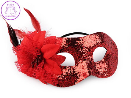 Karnevalová maska - škraboška s peřím