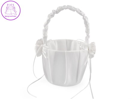 Svatební saténový košíček pro družičky, s perlami