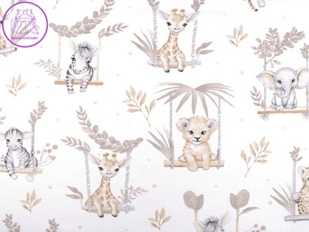 Bavlněná látka / plátno safari zvířátka