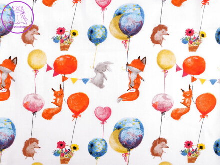 Bavlněná látka / plátno balónky / zvířátka